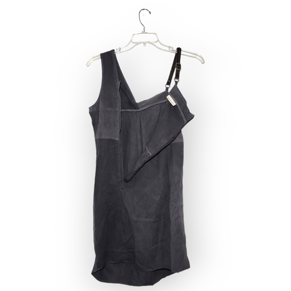 Society for Rational Dress Gray Tencel Leather Strap Asymmetric Dress Large - Picture 3 of 7